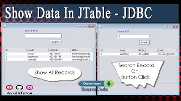 MySQL Record display in JTable | jdbc mysql jtable example | populate data from database jtable