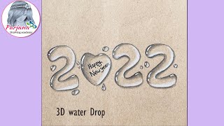 Happy New Year 2022 Drawing || How to draw 3D water drop Shorts