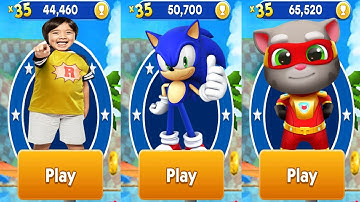 Tag with Ryan vs Sonic Dash vs Talking Tom Hero Dash All Characters Unlocked