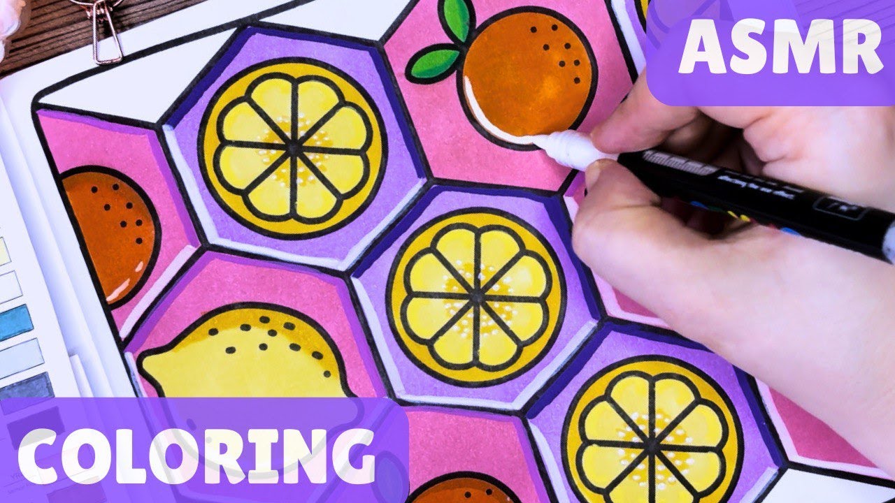 Coloring Fruit Pattern🍊🍋 | ASMR No Talking
