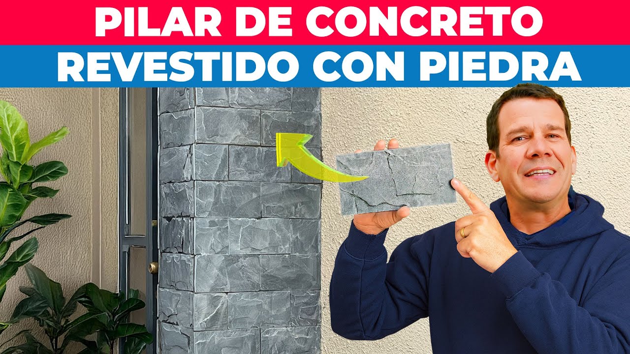 Cómo revestir un pilar de concreto con piedras - YouTube