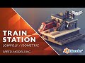 TRAIN STATION! | Blender 2.8 Lowpoly Isometric Timelapse!