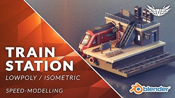 TRAIN STATION! | Blender 2.8 Lowpoly Isometric Timelapse!
