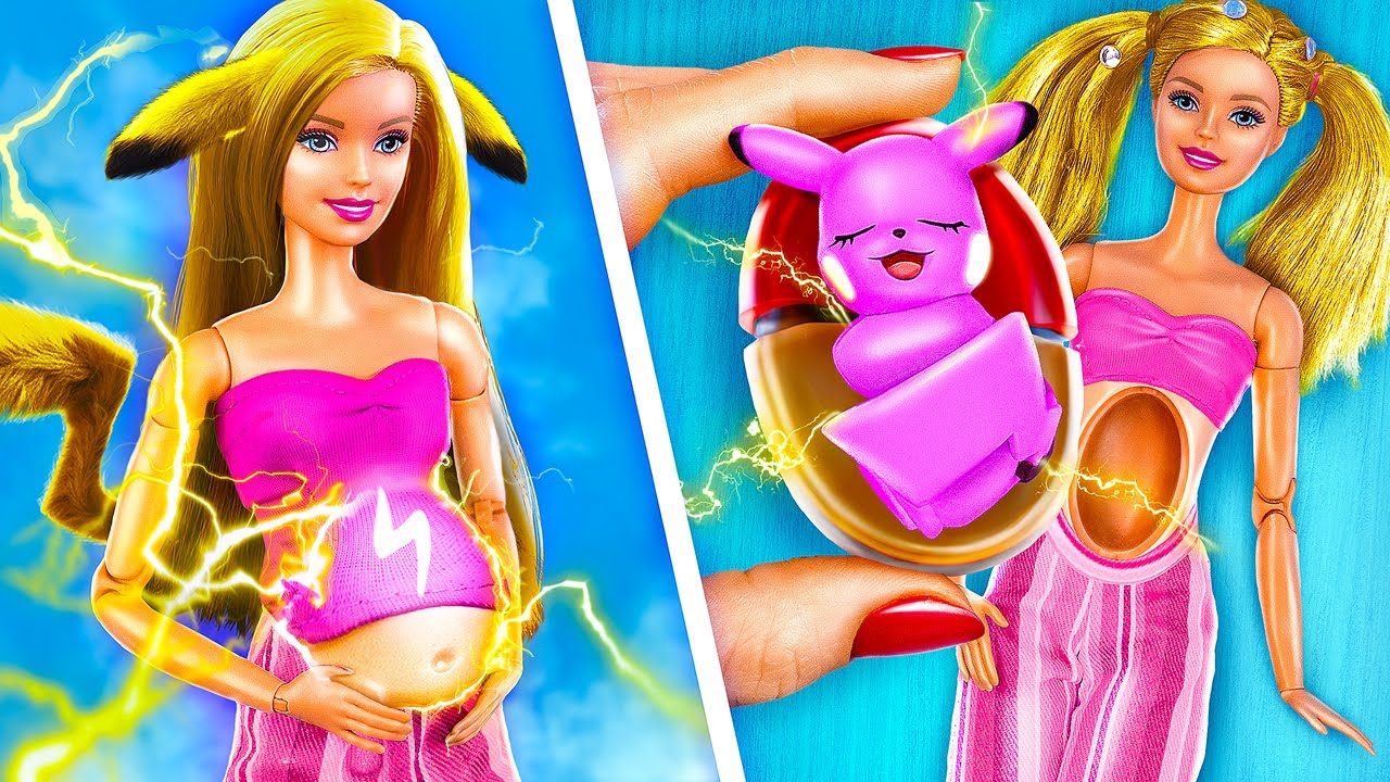 Búp Bê Của Mình Mang Bầu Pokemon! Tụi Mình Xây Nhà Tí Hon Cho Pikachu!