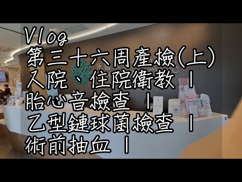 【Vlog】第三十六周禾馨產檢(上)入院、住院衛教 | 胎心音檢查 | 乙型鏈球菌檢查 |術前抽血