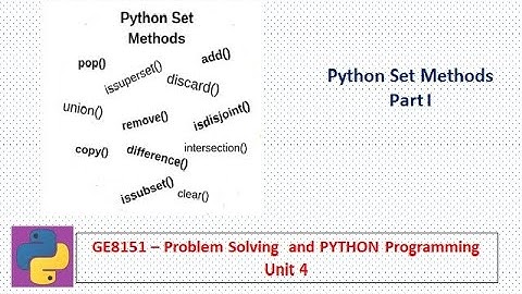 Python Set Methods | Problem Solving and Python Programming | GE3151 | Tamil | Part I | 62