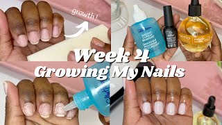 WEEK 4 Natural Nail GROWTH Update | They are growing! My Routine, Builder Gel Removal & Application