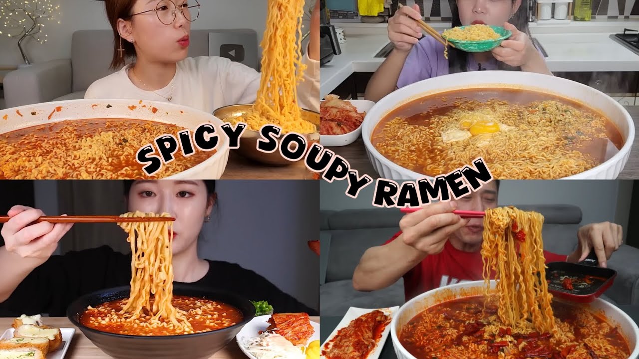 🔥 Spicy Soupy Ramen Noodles with Kimchi Mukbang 🍜 | ASMR 2x speed Eating show
