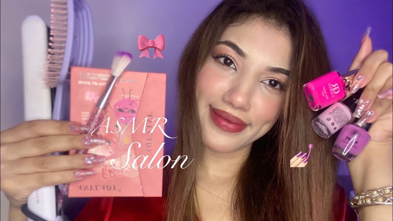 ASMR Salon💄🎀💕(Makeup💄/ Hair Straightening + Curling/ Nails💅🏻) Fast & Aggressive -No Talking