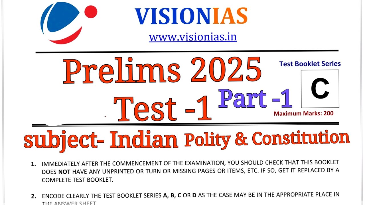 Vision IAS Prelims Test Series 2025 TEST 1 #UPSC2025 Polity PART 1 # ...
