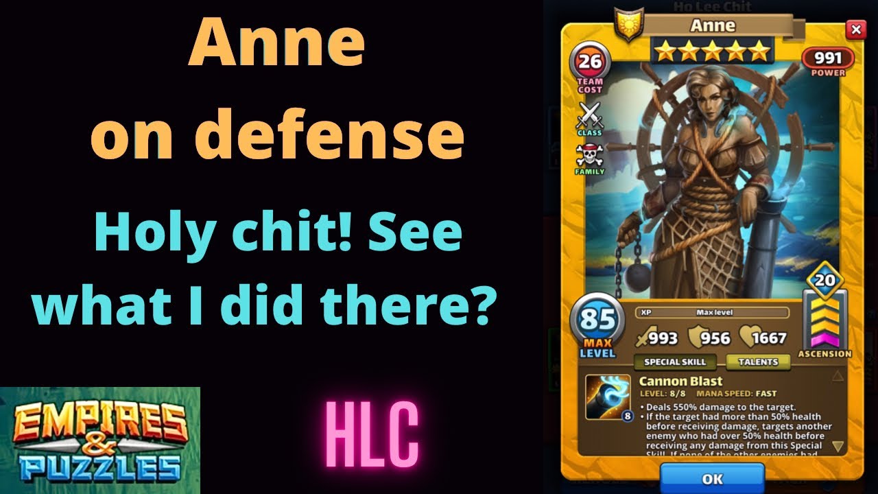 Empires and Puzzles Anne YouTube