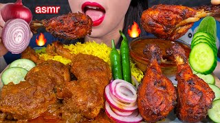 ASMR KARI AYAM PEDAS, AYAM TANDOORI, NASI KUNING, CABAI, SUARA MAKAN YANG SANGAT ENAK