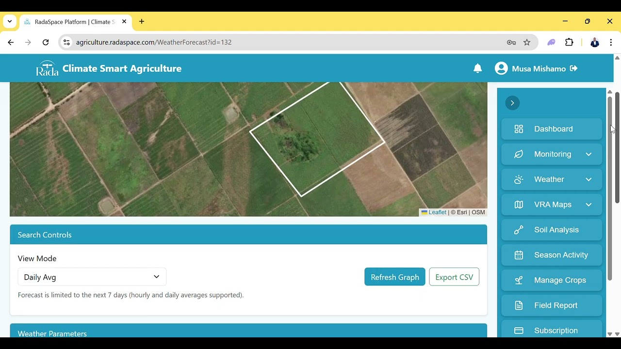 Weather Forecast on Rada Space Platform