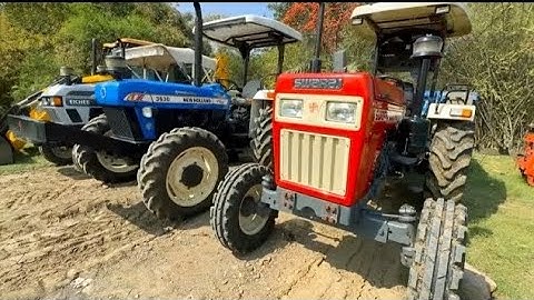 JCB 3DX loading mud Swaraj 855 New Holland 3630 Eicher 485
