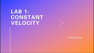Lab 1: Constant Velocity
