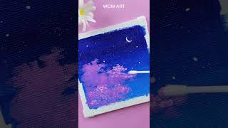 Cherry blossom at night Acrylic Painting #shorts #youtubeshorts