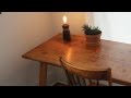 Staked work table and turned lamp