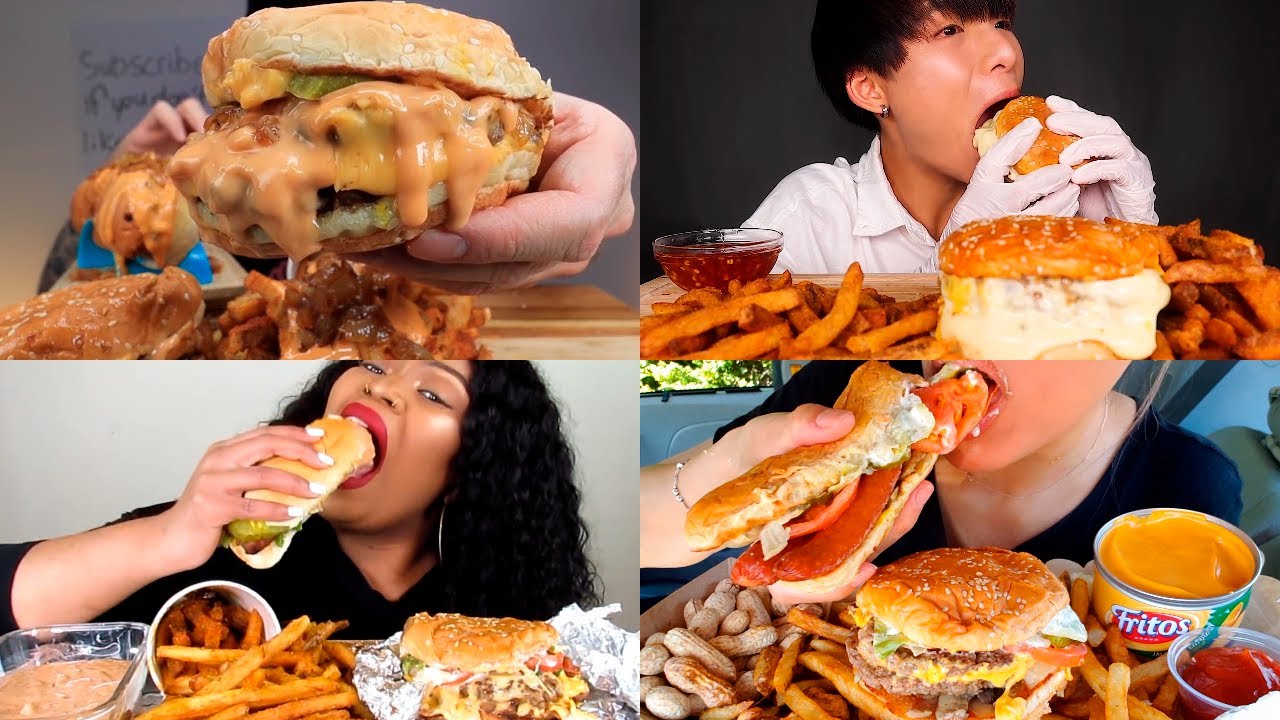 ASMR BEST Cheese Hot Dogs + CheeseBurgers + Cajun Fries Mukbang Compilation | Satisfying Big Bites