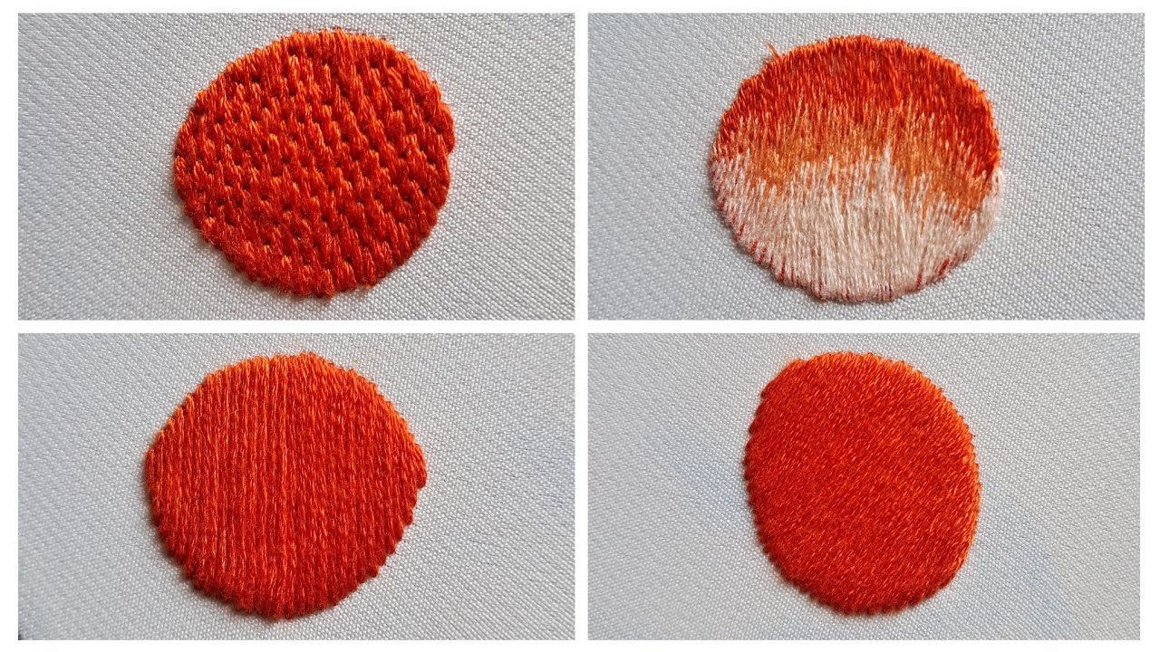 غرز الحشو و أنواعها مع الشرح و التطبيق (حشو مائل؟) - Satin, Brick & More Hand Embroidery Stitches