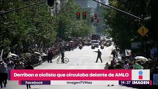 Derriban ciclista que circulaba delante de López Obrador | Noticias con Yuriria