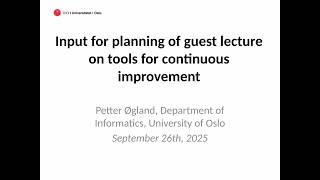 Input for planning CQI guest lecture (part 1)