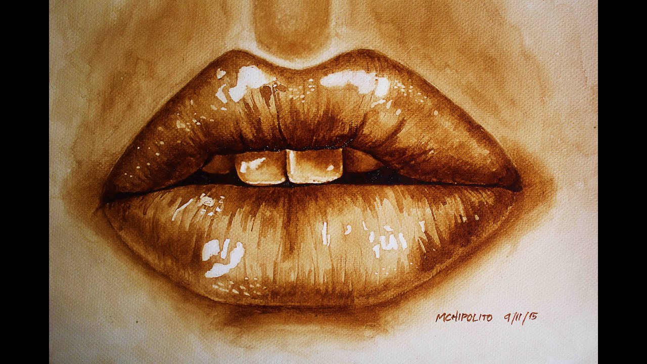 coffee painting tutorial how to paint realistic lips coffee art drawing coffee painting coffee art painting