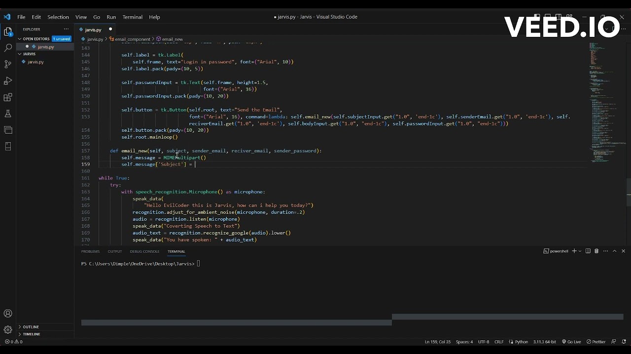 Send Emails like a Pro with Jarvis | Python Tutoral For Absolute Beginner