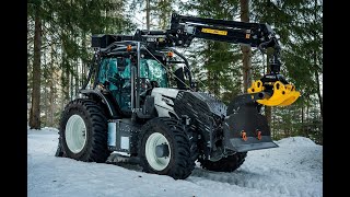 VALTRA FORESTRY TRACTOR T195 DIRECT WITH CRANE KESLA 700T screenshot 1