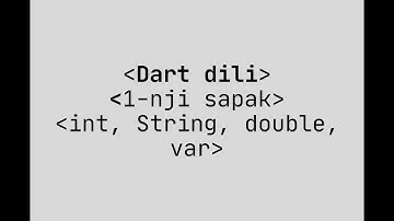Dart Dili – 1-nji sapak: int, String, double, var näme?