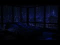 Midnight rain create an atmosphere of ultimate relaxation with rain sounds in the dark bedroom