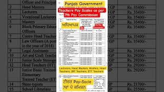 Punjab Government Teacher Salary #7thpaycommission