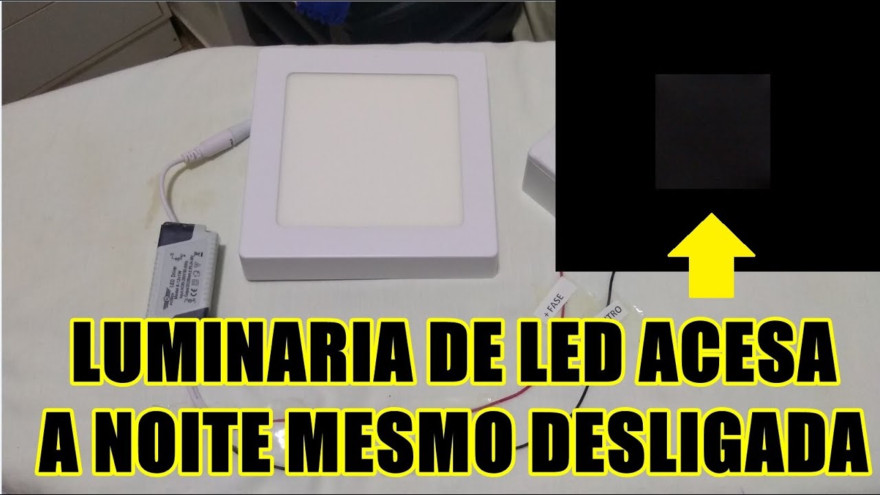Luminária plafon de LED acesa mesmo com interruptor desligado a noite ...