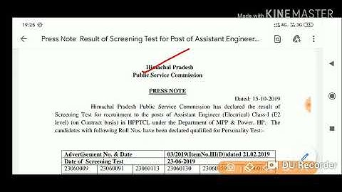 HPPSC AE Electrical Screening Result Declared Today | Held on - 23 June 2019 |