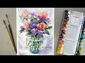 Watercolor Painting - Vase and Flowers-Tutorial Step by Step