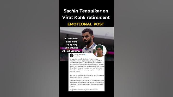 Sachin Tendulkar on Virat Kohli test retirement// Virat Kohli retirement