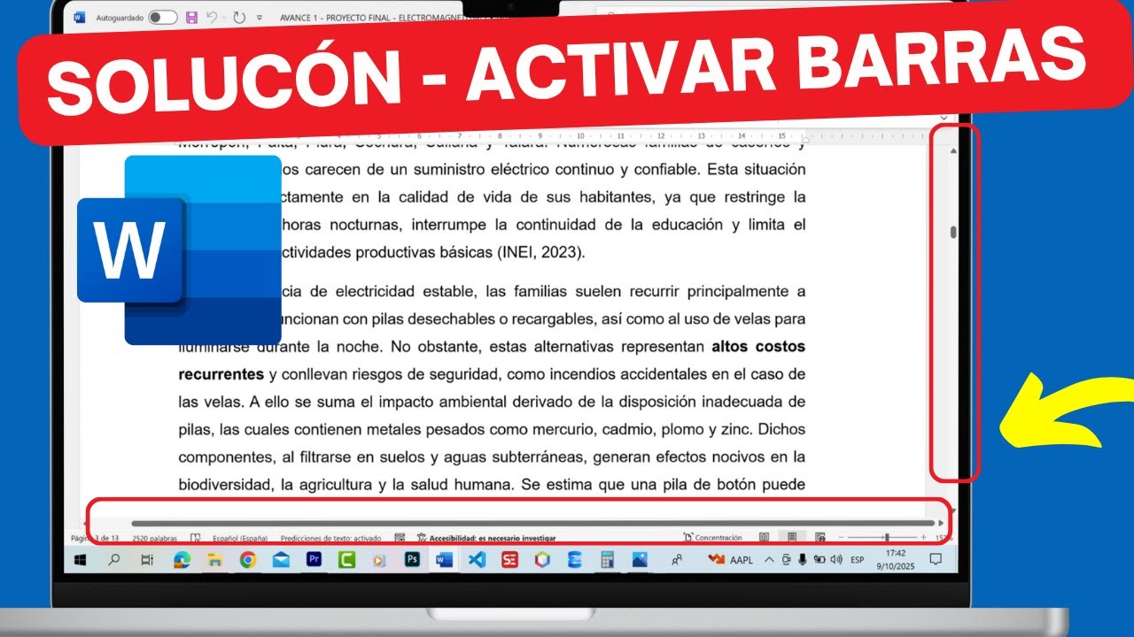 Cómo mostrar la barra de desplazamiento horizontal y vertical en Word  | Solución 2025
