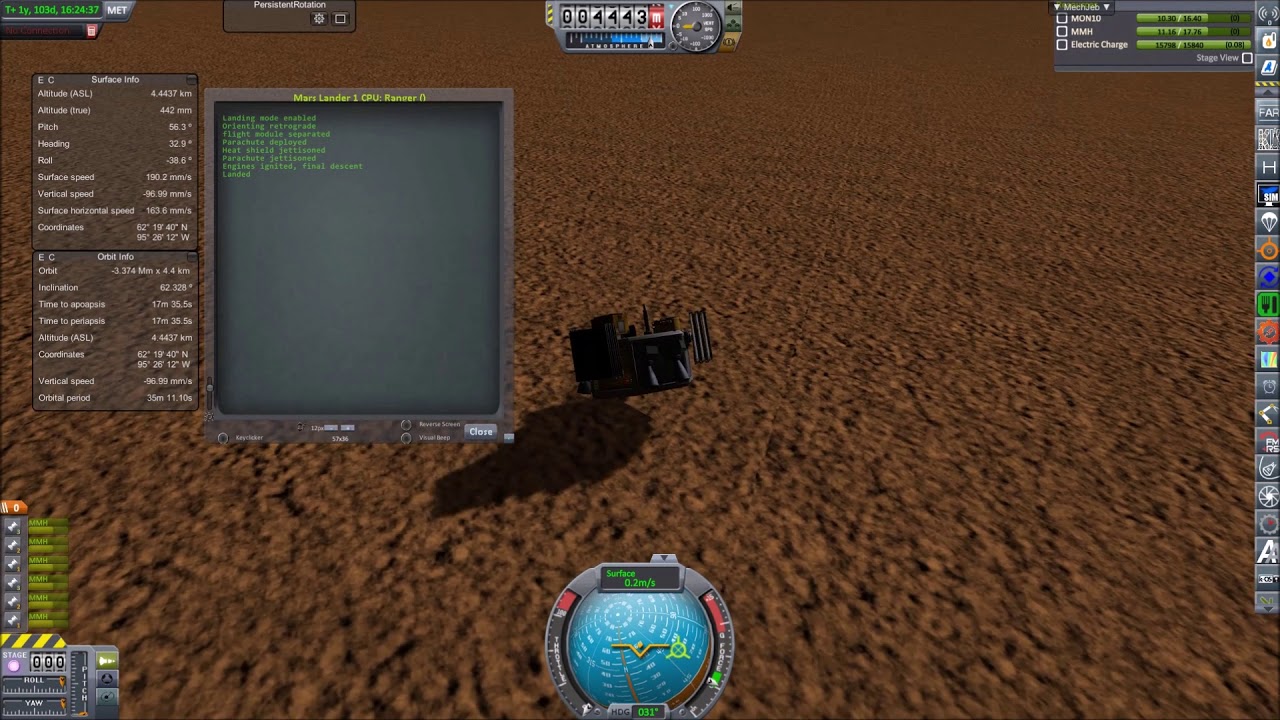 KSP RSS/RO Mars Touchdown - YouTube