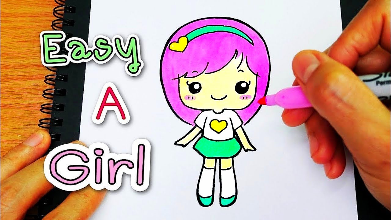 รูปคนน่ารัก  Update  Draw : A Girl [ เด็กผู้หญิง ]★ #สอนวาดการ์ตูน น่ารักๆง่ายๆ ★ Tutorial For Beginner ★