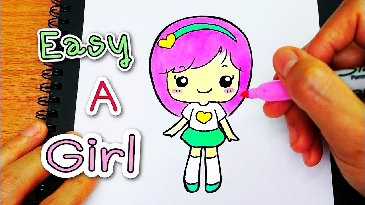 Draw : A Girl [ เด็กผู้หญิง ]☆ #สอนวาดการ์ตูน น่ารักๆง่ายๆ ☆ Tutorial For  Beginner ☆ - Youtube