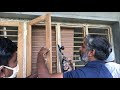 Teak wood work, window shutter alignment, hinges fixing and shutter setting