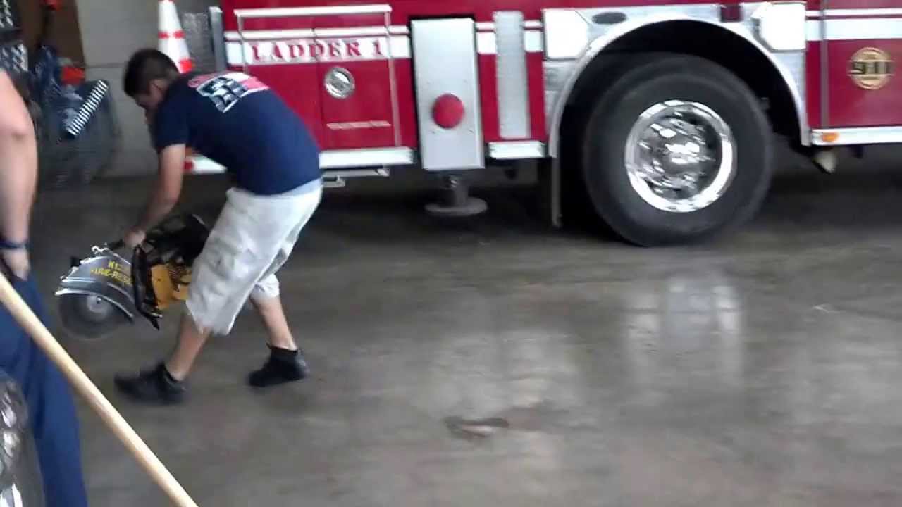 rookie firefighter trying to push start the k12 circular saw youtube