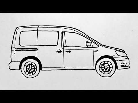 How to draw a car Volkswagen Caddy - Kolay Volkswagen Caddy Araba Çizimi