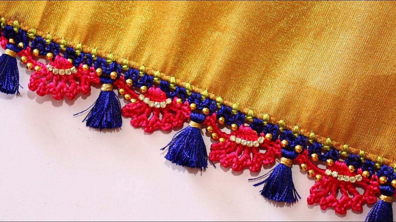 Bridal saree kuchu design /new crochet beads/new type ಕ್ರೊಶ ...