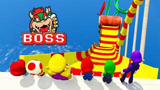 Every Super Mario Character vs Bowser Water Slide Level screenshot 1