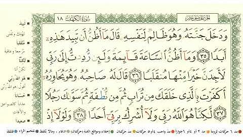 ادريس ابكر  سورة الكهف كاملة مكتوبة  بالمصحف الملون HD قمة الروعة 2