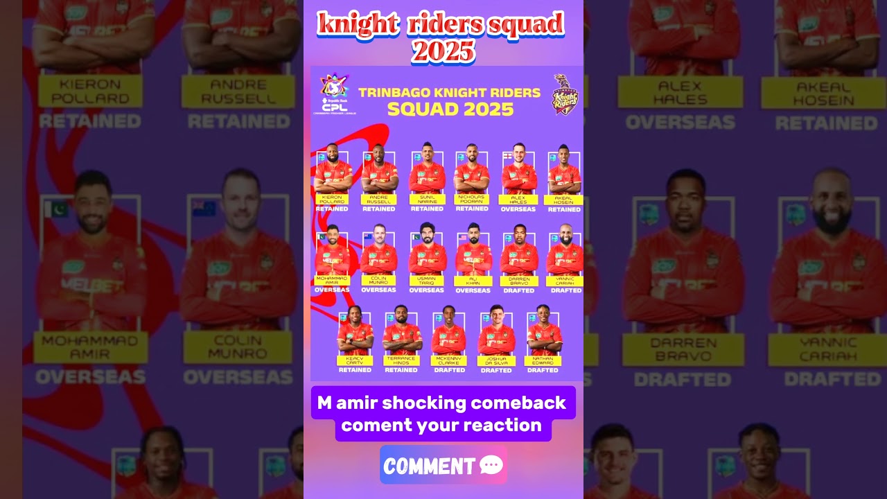Knight Riders Squad Announced | Amir & Usama Tariq Join CPL 2025