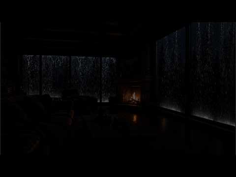 [NO ADS] Fall Asleep Fast 🌧️ Rain Sounds, Thunderstorm & Crackling Campfire🔥Dark Forest at Night