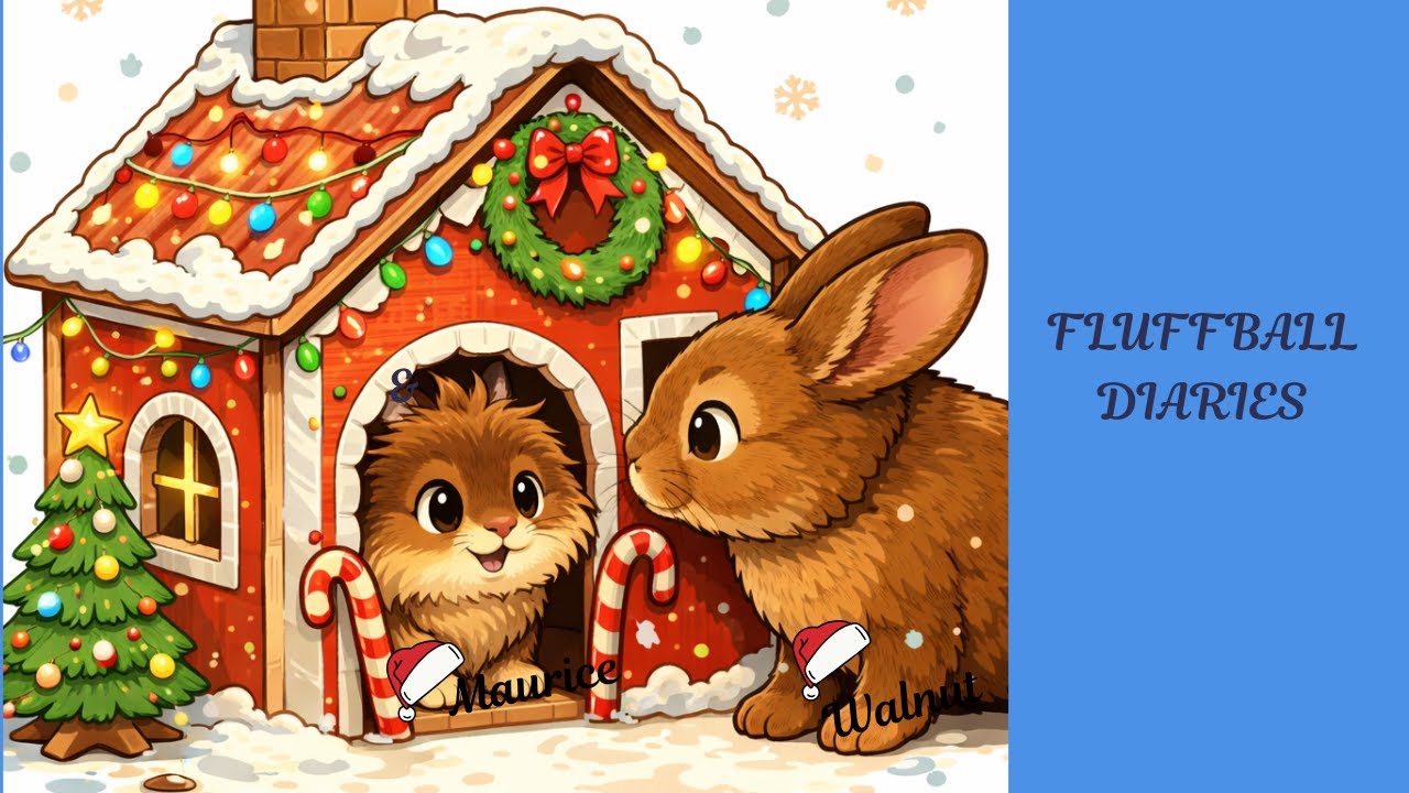 Lionhead Bunny Takes Over the Christmas House… While the Flemish Giant Pretends Not to Care  