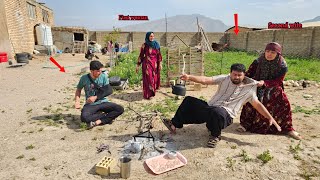 The second wife's jealousy and attack on her husband because of his love for the first wife