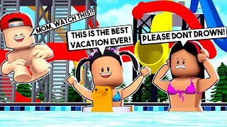 TAKING MY SPOILED KID'S ON A FAMILY VACATION! *WE ALMOST GOT KICKED OUT!* - Roblox - BLOXTON HOTEL